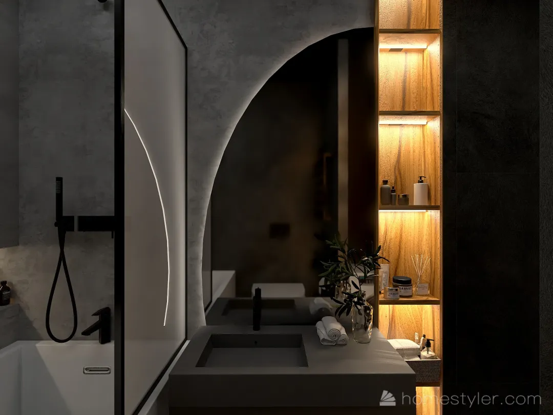 Beton bathroom 3d design renderings
