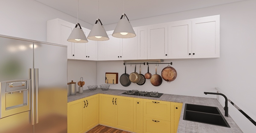 Split Story Kitchen/Dining Room 3d design renderings
