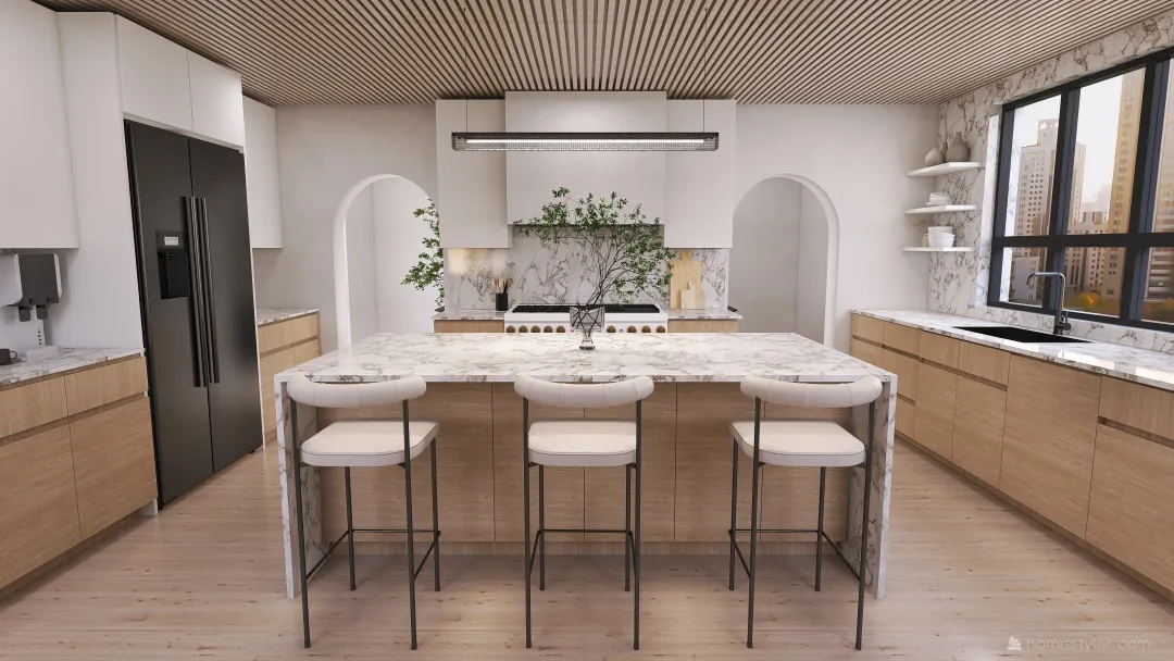 #KitchenContest - Modern Japandi Kitchen 3d design renderings