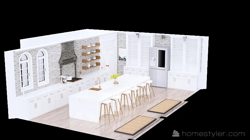 White Farm House Kitchen 3d design picture 56.17