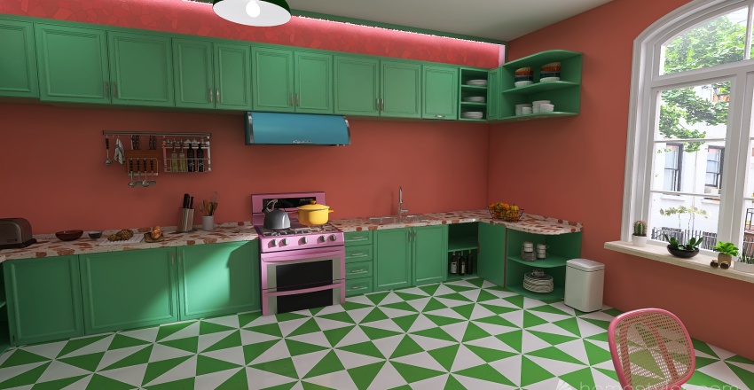 #KitchenContest retro kitchen 3d design renderings