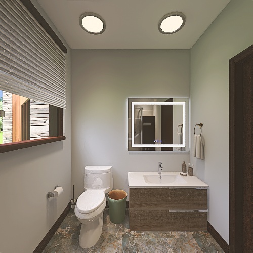 Contemporary Guest Bathroom 3d design renderings