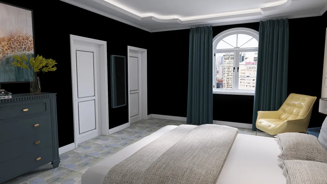 Black BedRoom 3d design renderings