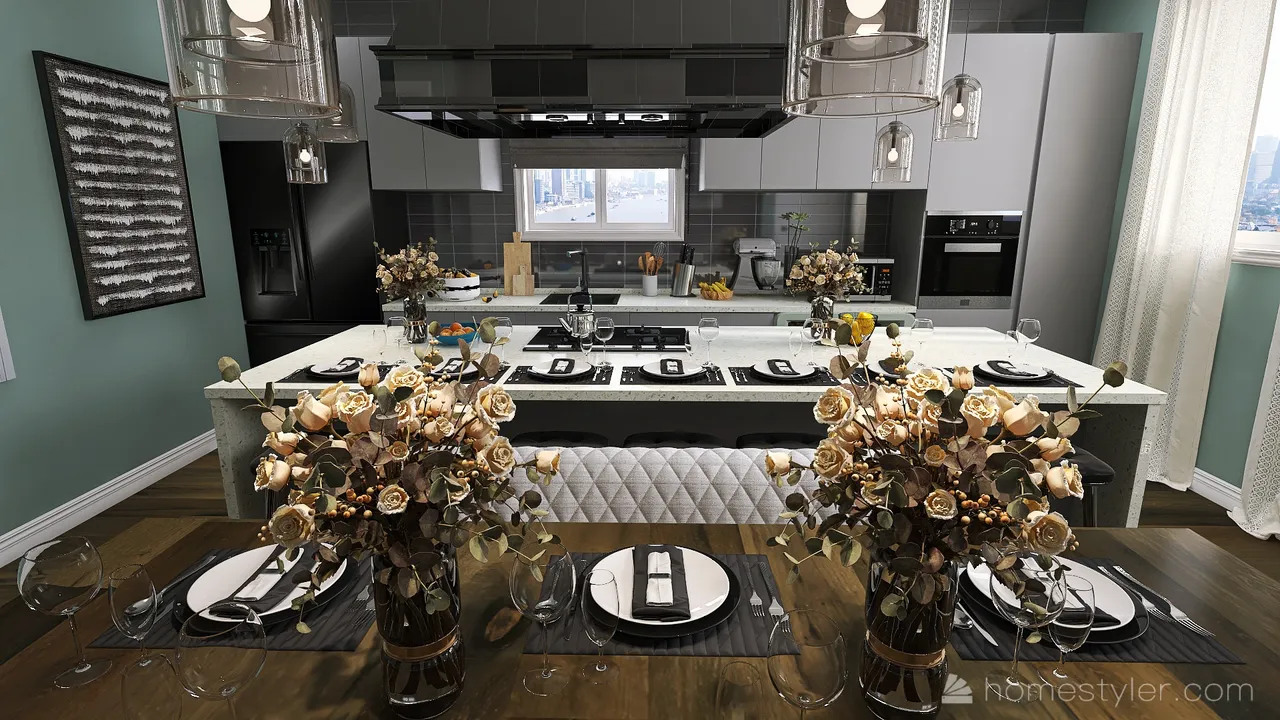 #KitchenContest-Shades of Gray 3d design renderings