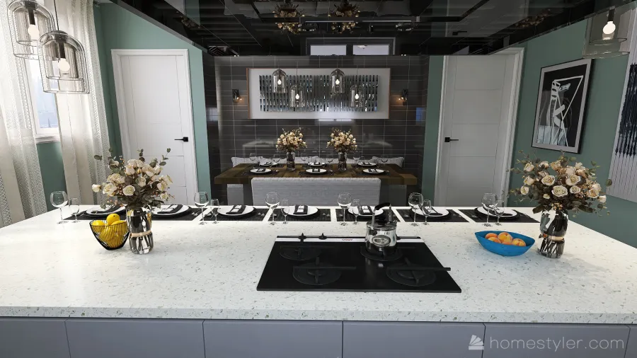 #KitchenContest-Shades of Gray 3d design renderings