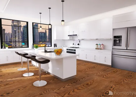 #KitchenContest - Modern White Kitchen Design Rendering