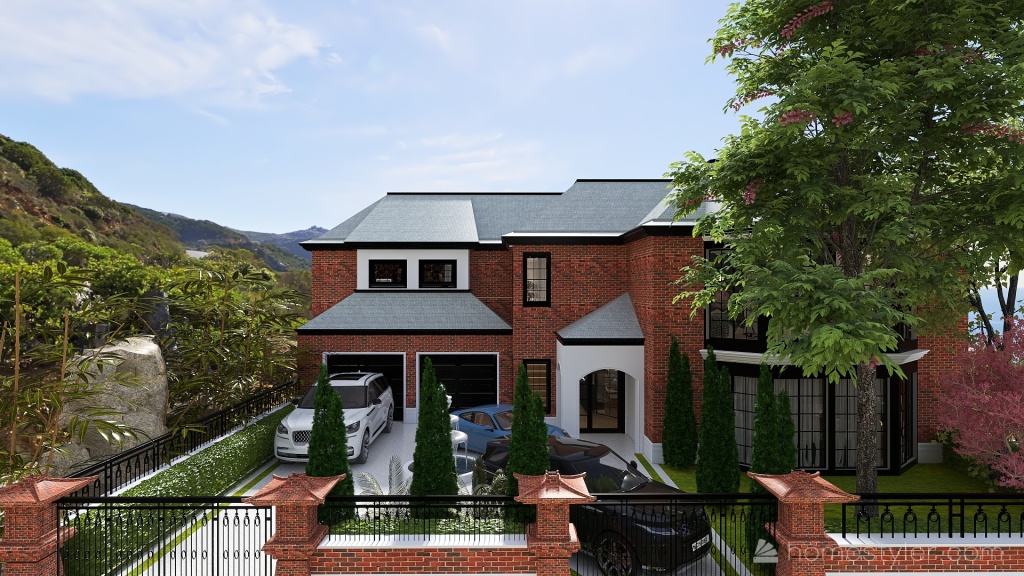 Farmhouse Bricke house 3d design renderings