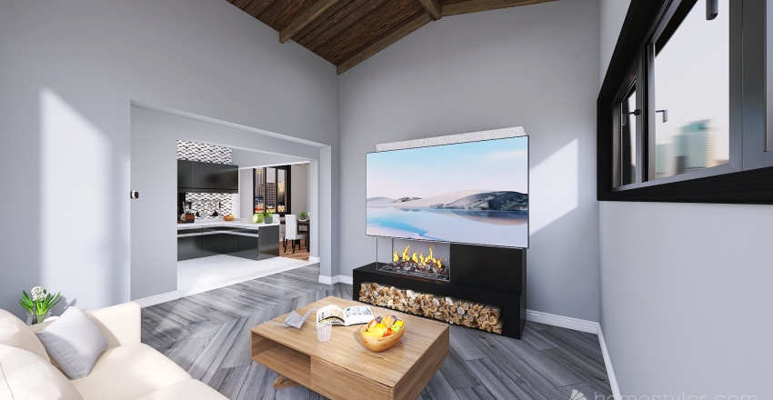 Living Room/Office 3d design renderings