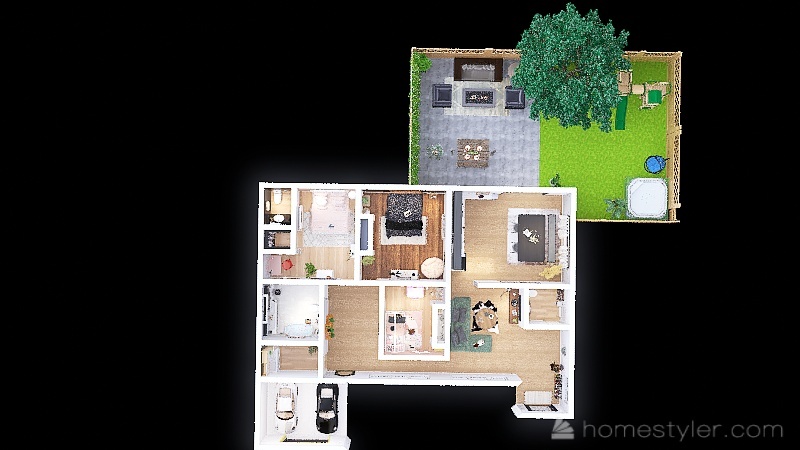 1 floor house 3d design renderings