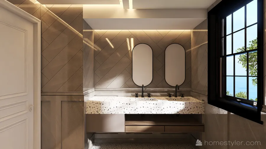 Farmhouse Bathroom 3d design renderings