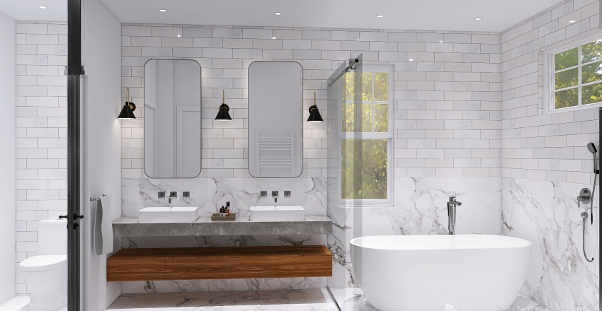 Primary Bathroom (with 2 windows) 3d design renderings