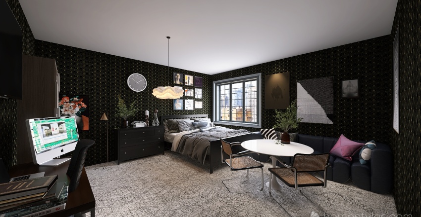 #black Apartment 3d design renderings