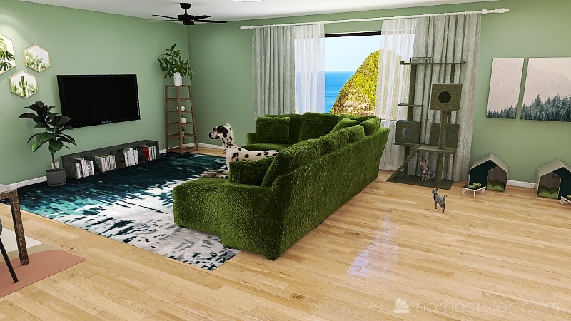 living room and kichten 3d design renderings