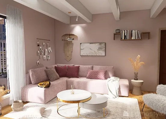 Pink Apartment Livingroom Design Rendering