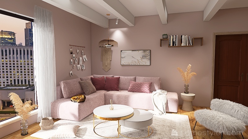 Pink Apartment Livingroom 3d design renderings