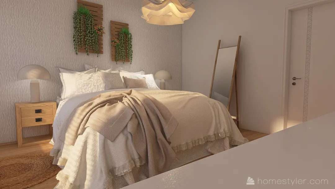 Cream bedroom idea 3d design renderings