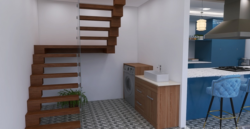#KitchenContest-Blue Kitchen 3d design renderings