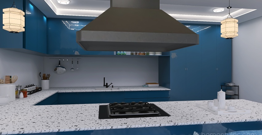 #KitchenContest-Blue Kitchen 3d design renderings