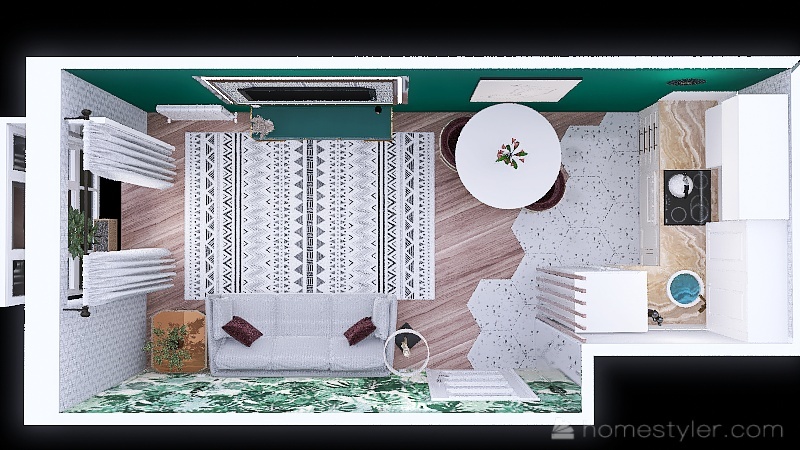 Кухня-гостиная для учёбы 3d design renderings