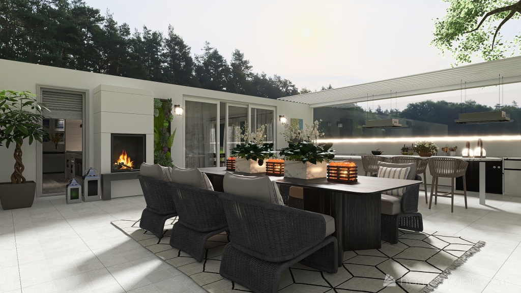 Outdoor Kitchen & Dining 3d design renderings