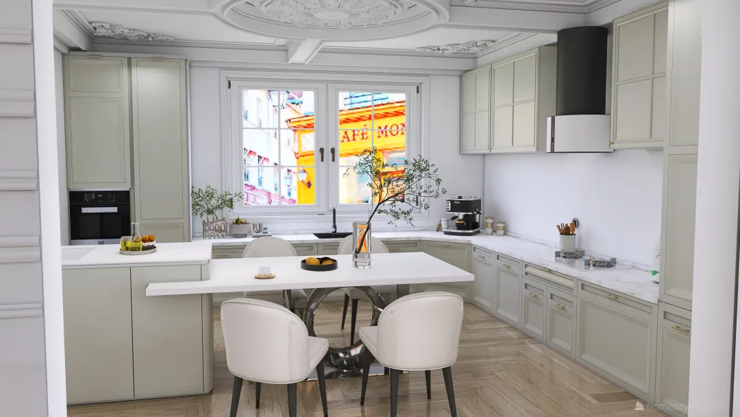 #KitchenContest Mint Green in Paris 3d design renderings