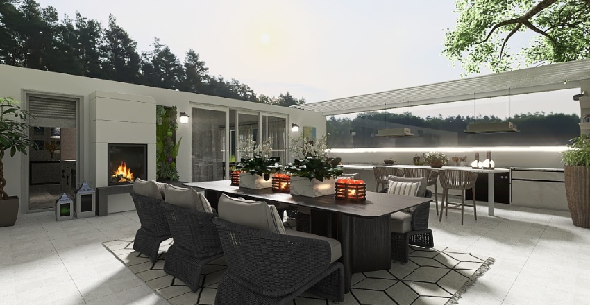 Outdoor Kitchen & Dining 3d design renderings