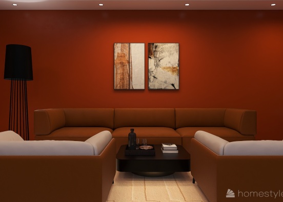 Burnt Orange Living Room Design Rendering