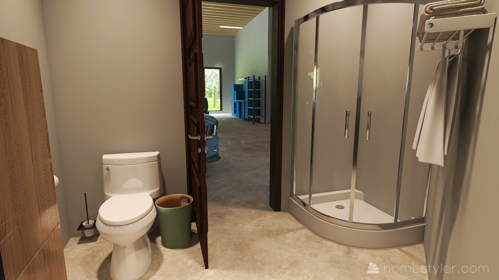 Contemporary Garage Bath 3d design renderings