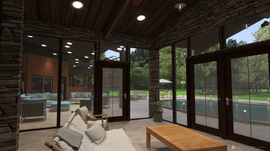 Contemporary Screened Porch 3d design renderings