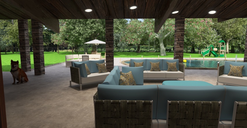 Contemporary Back Porch 3d design renderings