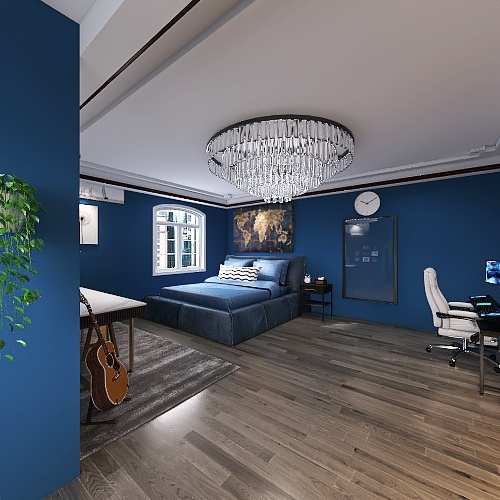 The blue bedroom Design Rendering