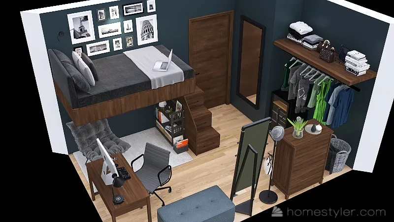 Dorm Room 3d design renderings