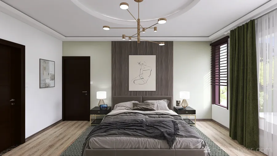 Modern Master Bed 3d design renderings