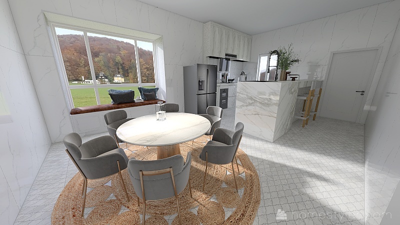 Dining and Kitchen 3d design renderings