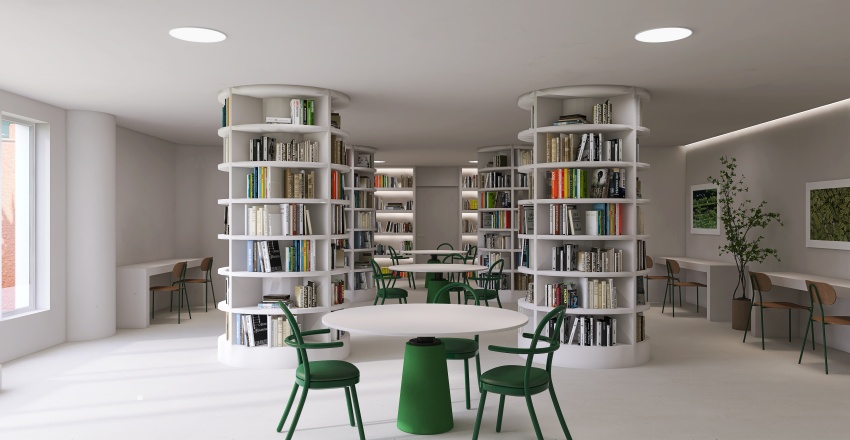 Modern Waves Library Green 3d design renderings