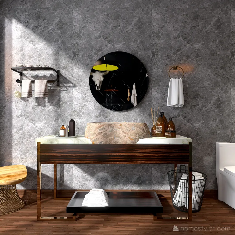 Dark Rustic Bathroom 3d design renderings