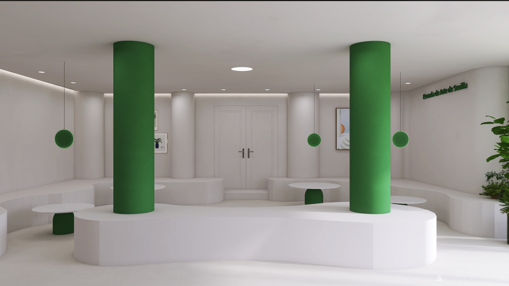 Modern Waves Library Green 3d design renderings