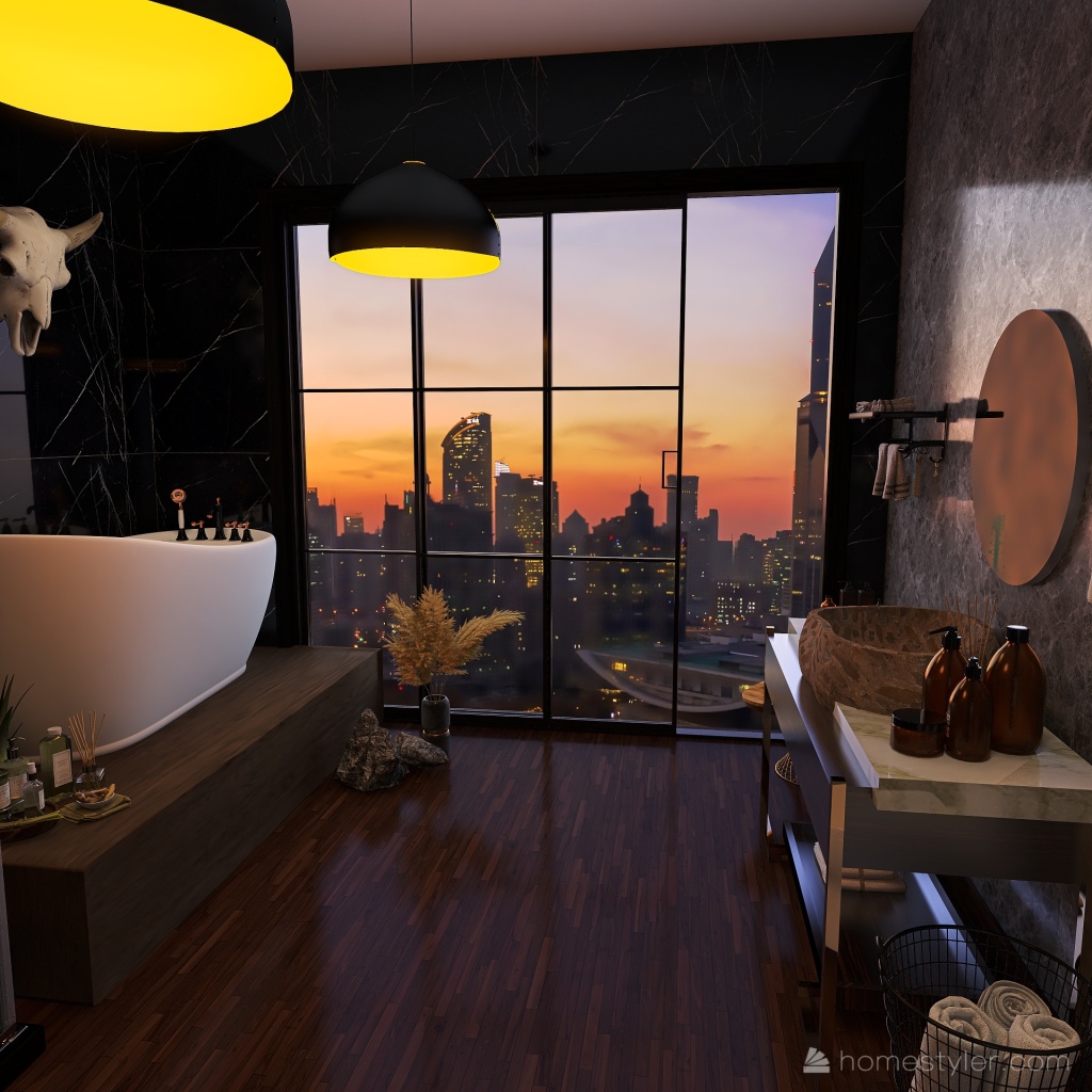 Dark Rustic Bathroom 3d design renderings