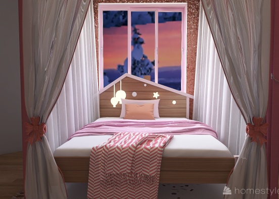 Pink and Gold Glitter Bedroom - 15 min challenge Design Rendering