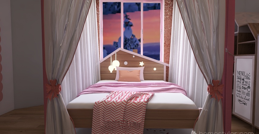 Pink and Gold Glitter Bedroom - 15 min challenge 3d design renderings