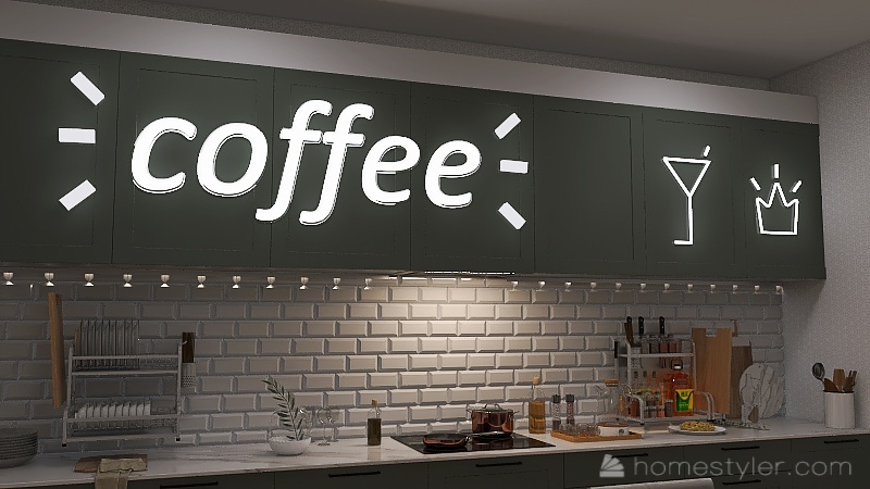 Kitchen For Coffee Lovers 3d design renderings
