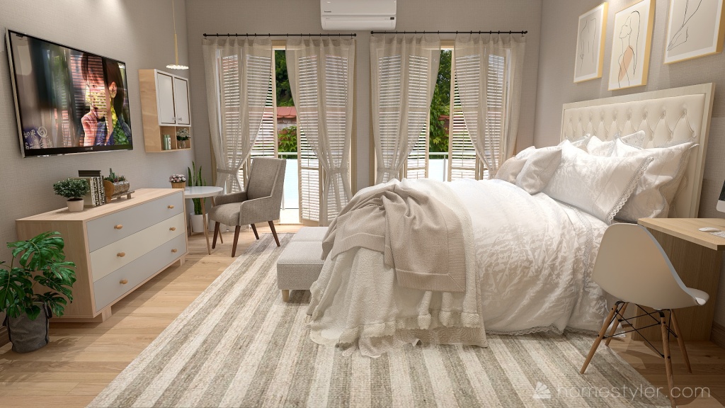 Aesthetically Pleasing Minimalist Korean Bedrooms 3d design renderings