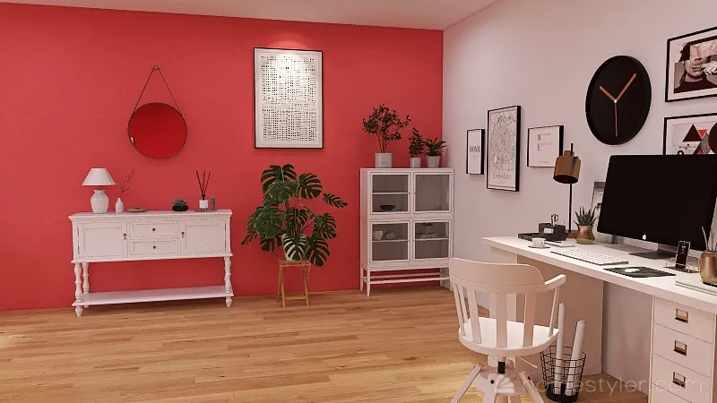 Pink and White Bedroom 3d design renderings