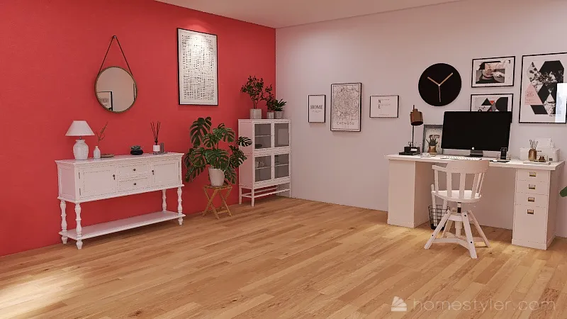 Pink and White Bedroom 3d design renderings