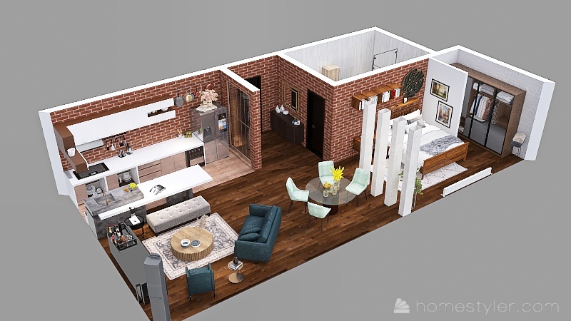 #Industrial apartment 3d design picture 85.72