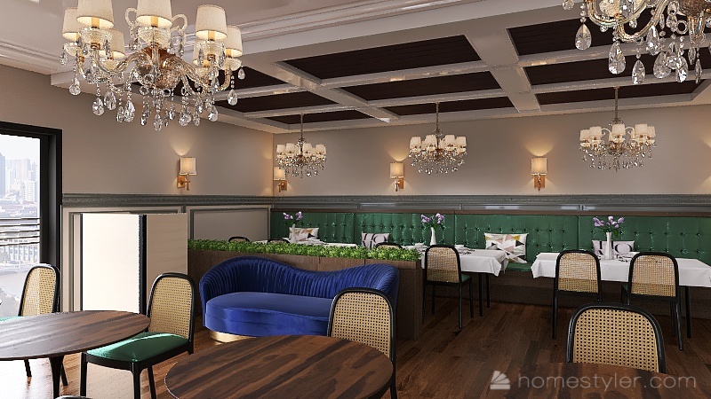 French Country Restaurant 3d design renderings