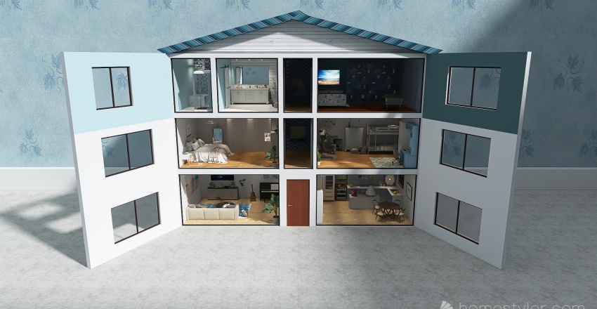 Beach Themed Dollhouse 3d design renderings