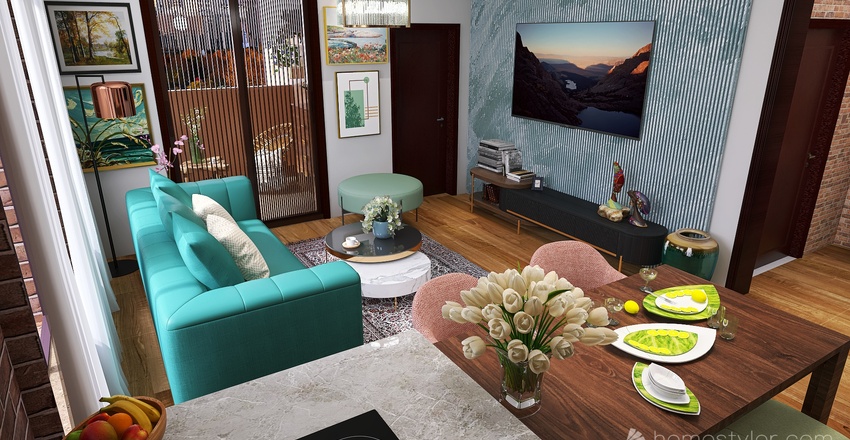 Living and Dining Room 3d design renderings