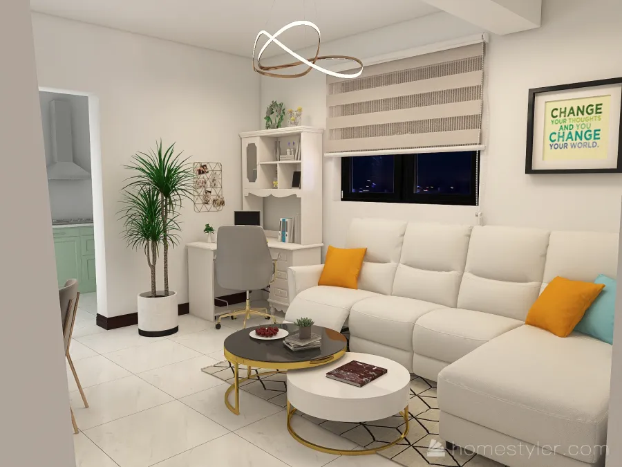 Open Plan Layout (Living and Dining Area) 3d design renderings