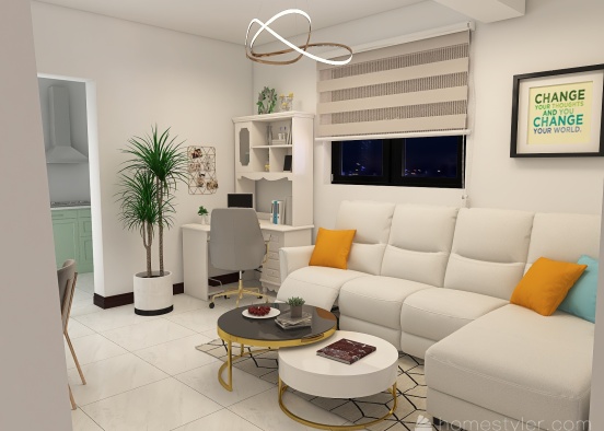 Open Plan Layout (Living and Dining Area) Design Rendering